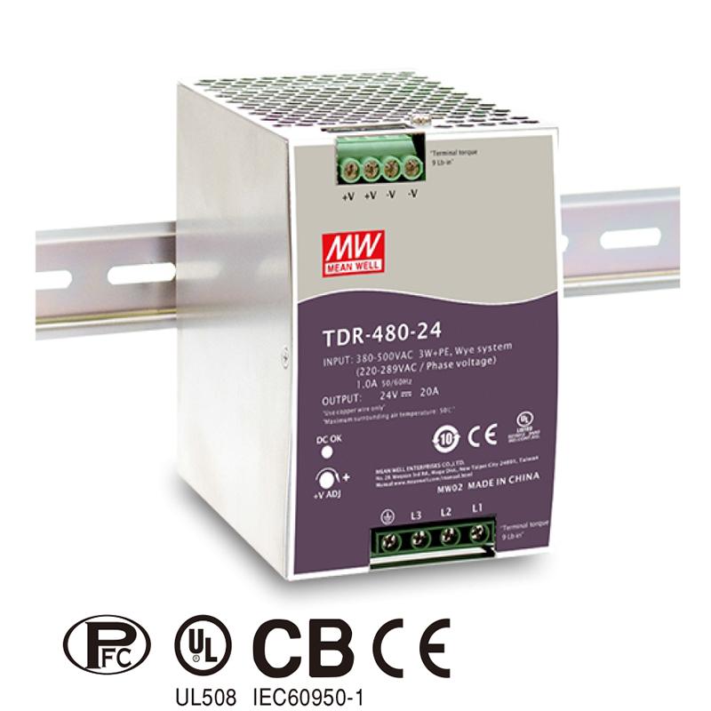 Mean Well TDR-480-24 Zdroj na DIN 480W 24V 3f